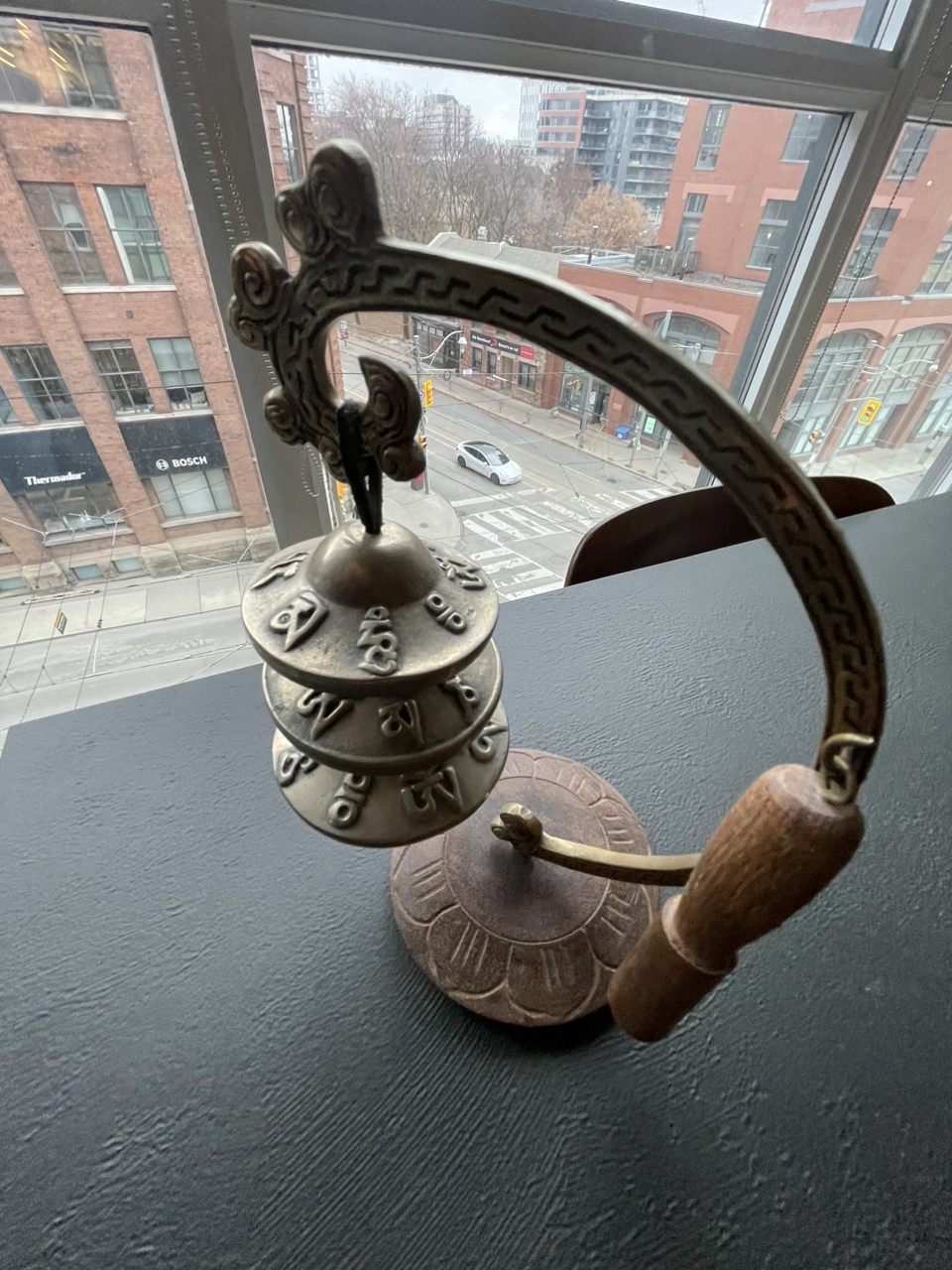 Brass Meditation Chimes on Stand With Striker - photo 2