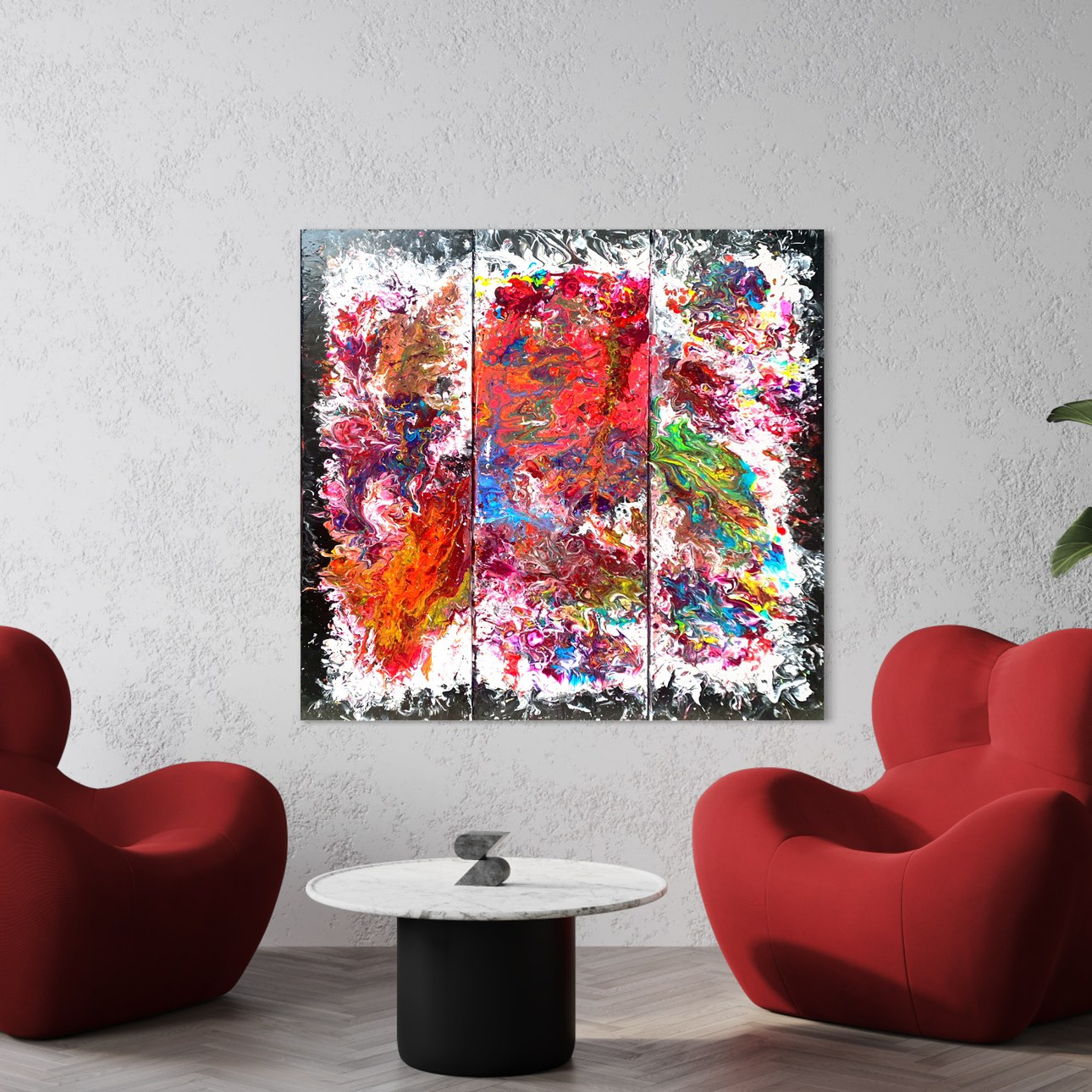 Three piece "chaos" acrylic painting set image indicator(2)