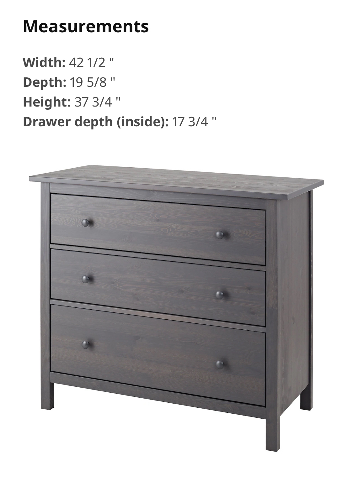 Ikea: HEMNES 3-drawer chest (dark gray)