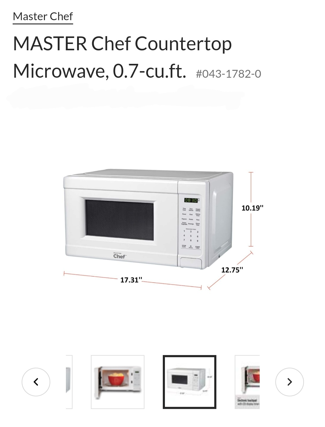 [Used] Master Chef Countertop Microwave - photo 4