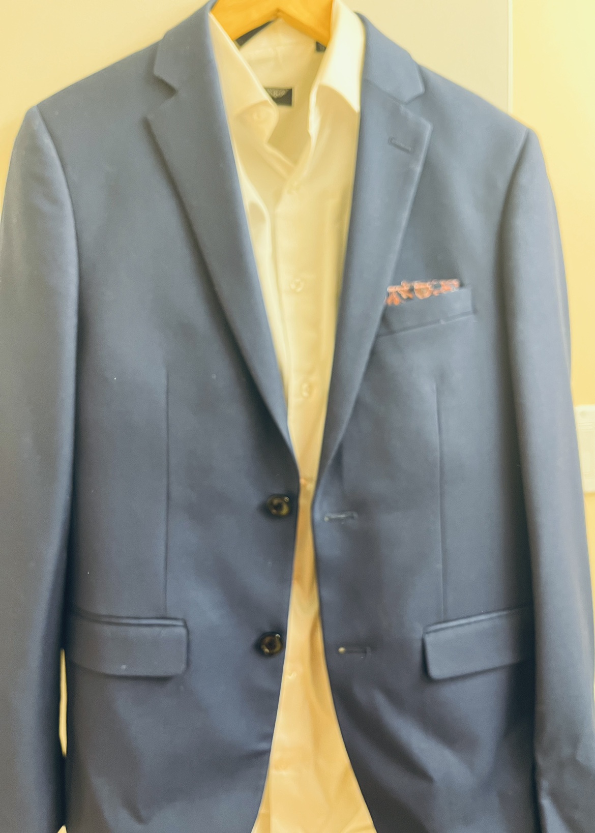 Elegant suit with matching pocket square and white shirt and image indicator(4)