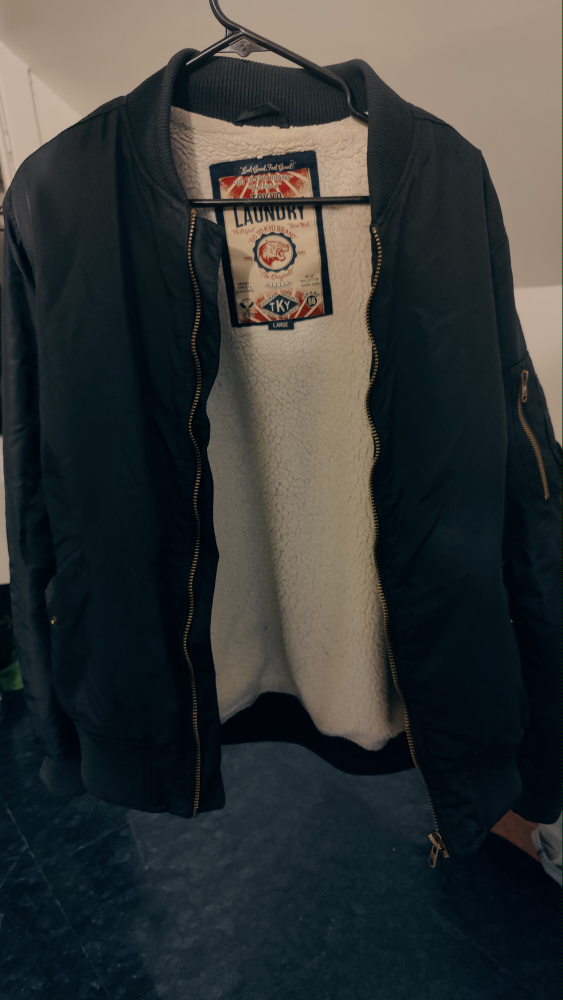 men's blue bomber jacket size L thumbnail