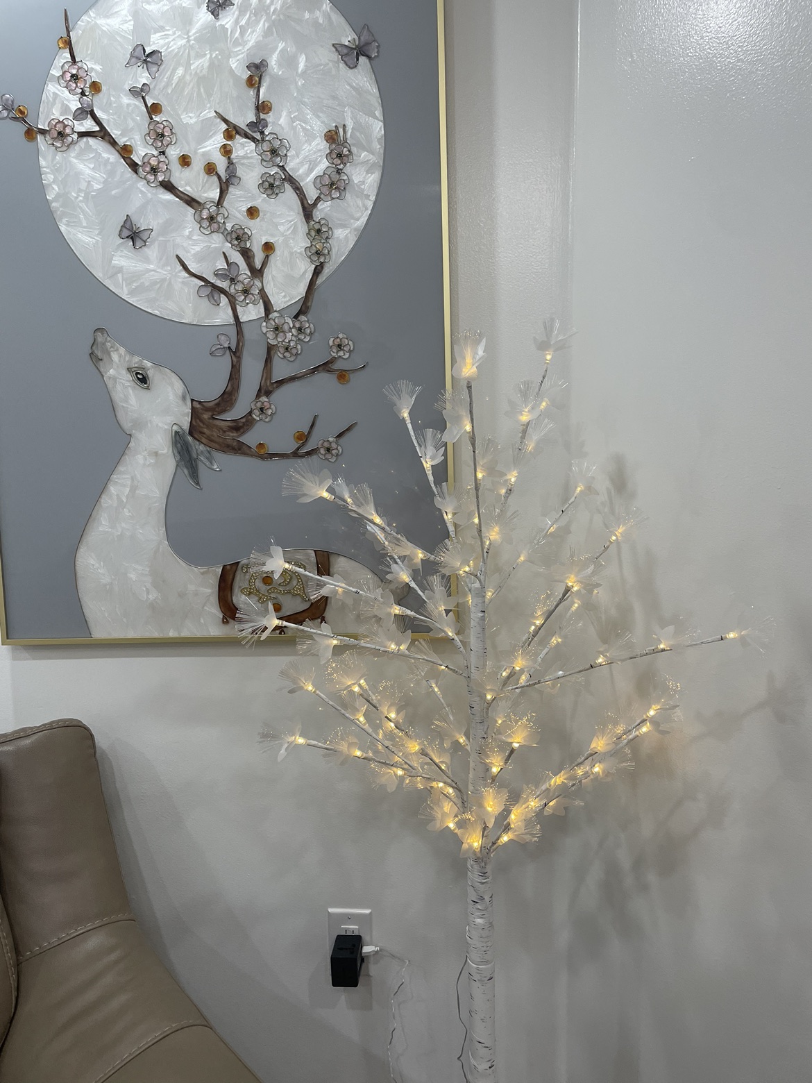 White artificial led flower tree 5 feet long image indicator(2)