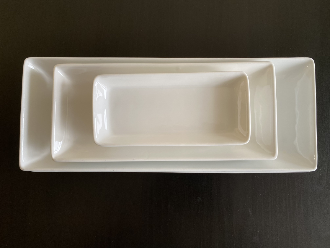 White Rectangular plates 6pcs thumbnail