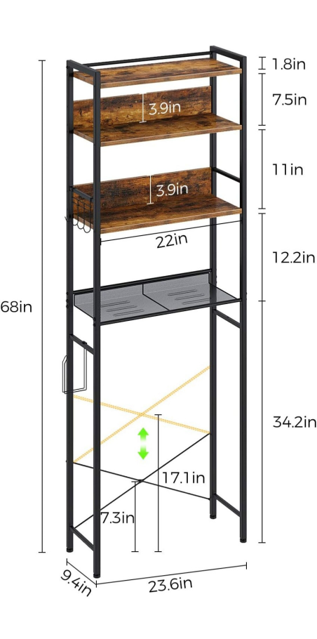 Rolanstar Over The Toilet 4-Tier Bathroom Organize - photo 3