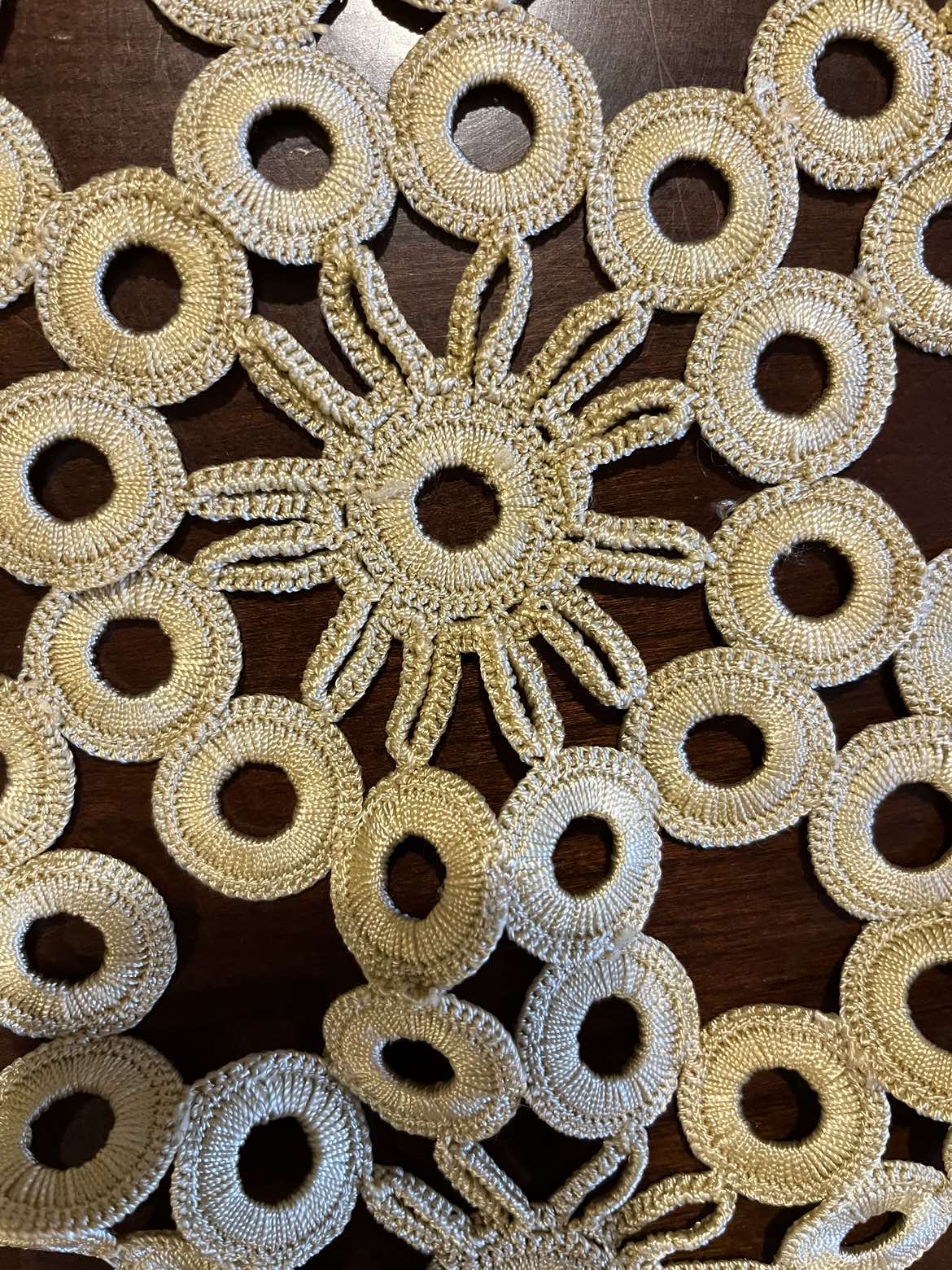 Two Beautiful Handmade Gold Crochet Table Runners image indicator(4)