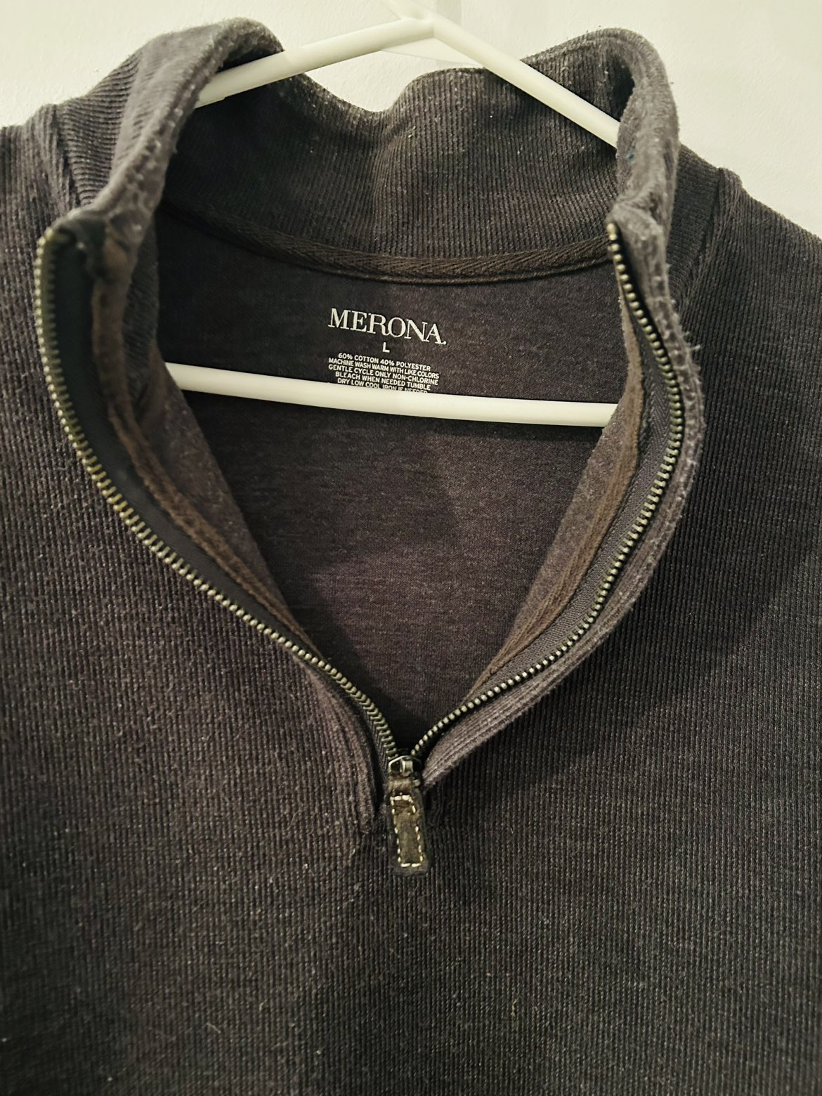 Grey zip up pullover sweater thumbnail