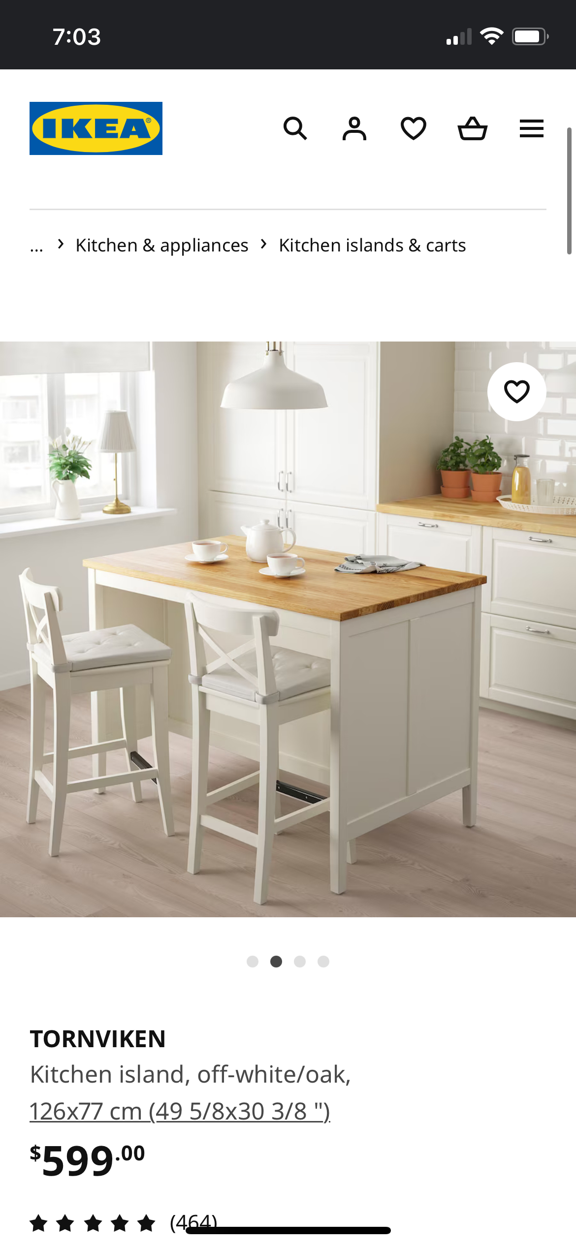 Ikea Kitchen Island w/ 2 chairs image indicator(6)