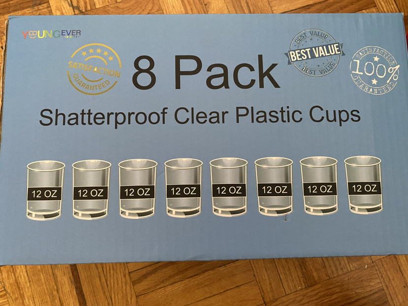Shatterproof clear plastic cups (8pk)