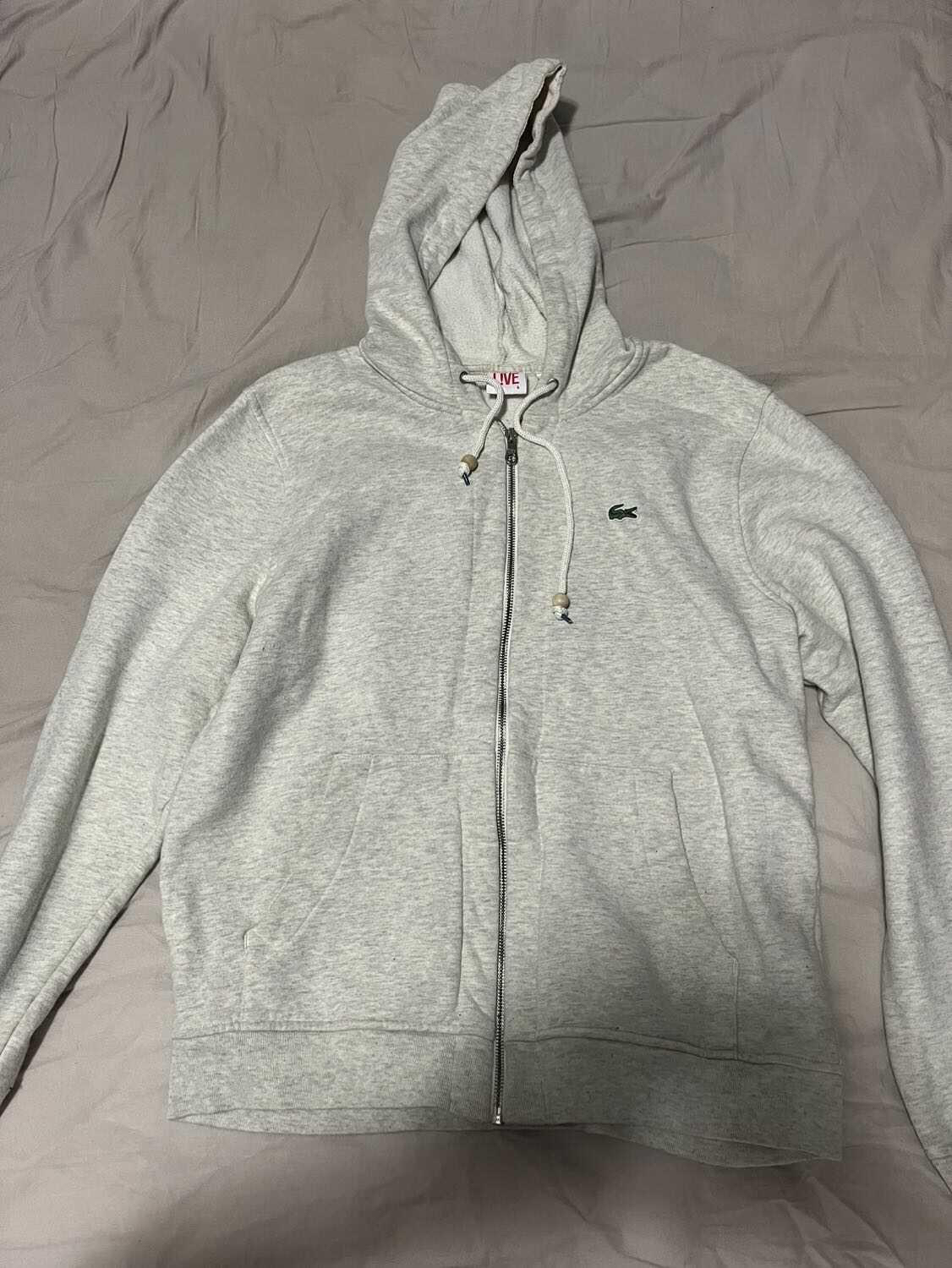 Men's Lacoste Sweater with Zipper Hood Drawstrings and Pockets