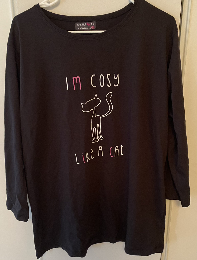 NEW Ladies PJ Shirt - I’m Cosy Like a Cat XL