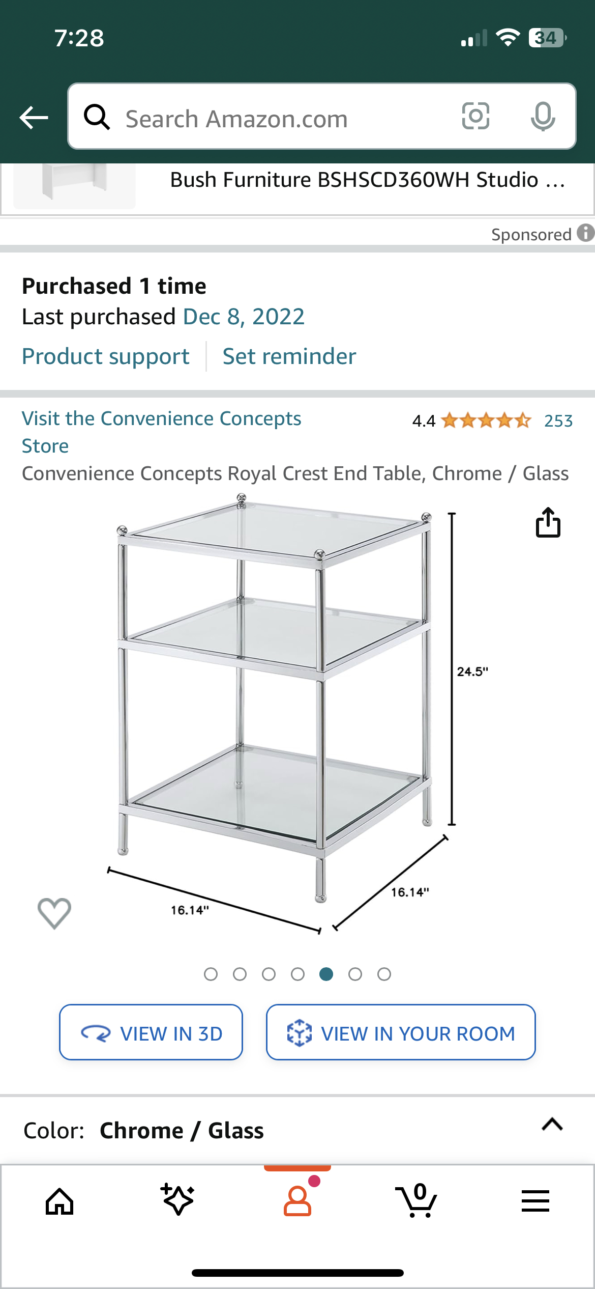 Luxury Side End Table - Chrome / Glass - photo 3