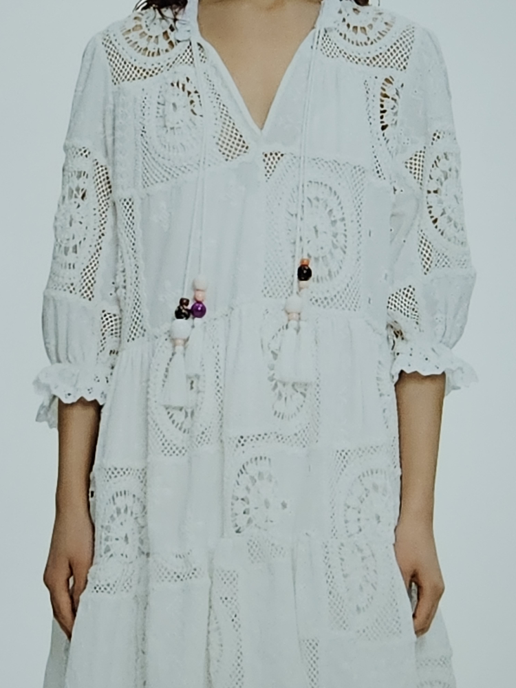 Maje Riblanc crochet mini dress