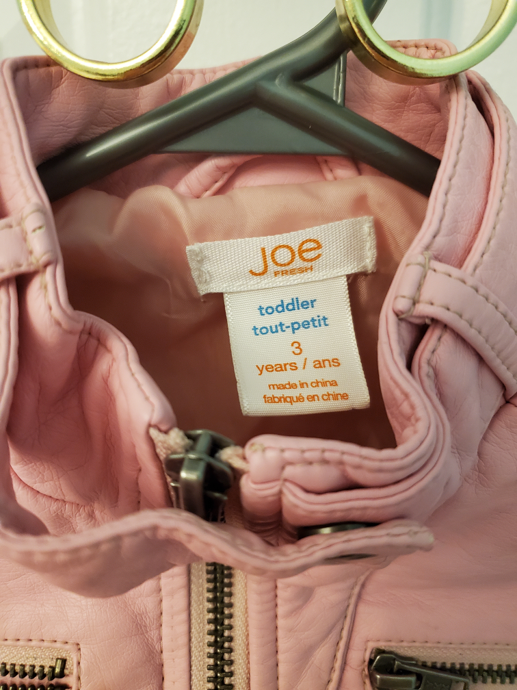 Joe Fresh brand - kids pink pleather jacket size 3T image indicator(3)