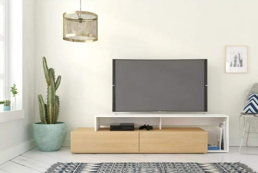 Nexera Tonik 72 inch TV Stand, Natural Maple and White image indicator(3)