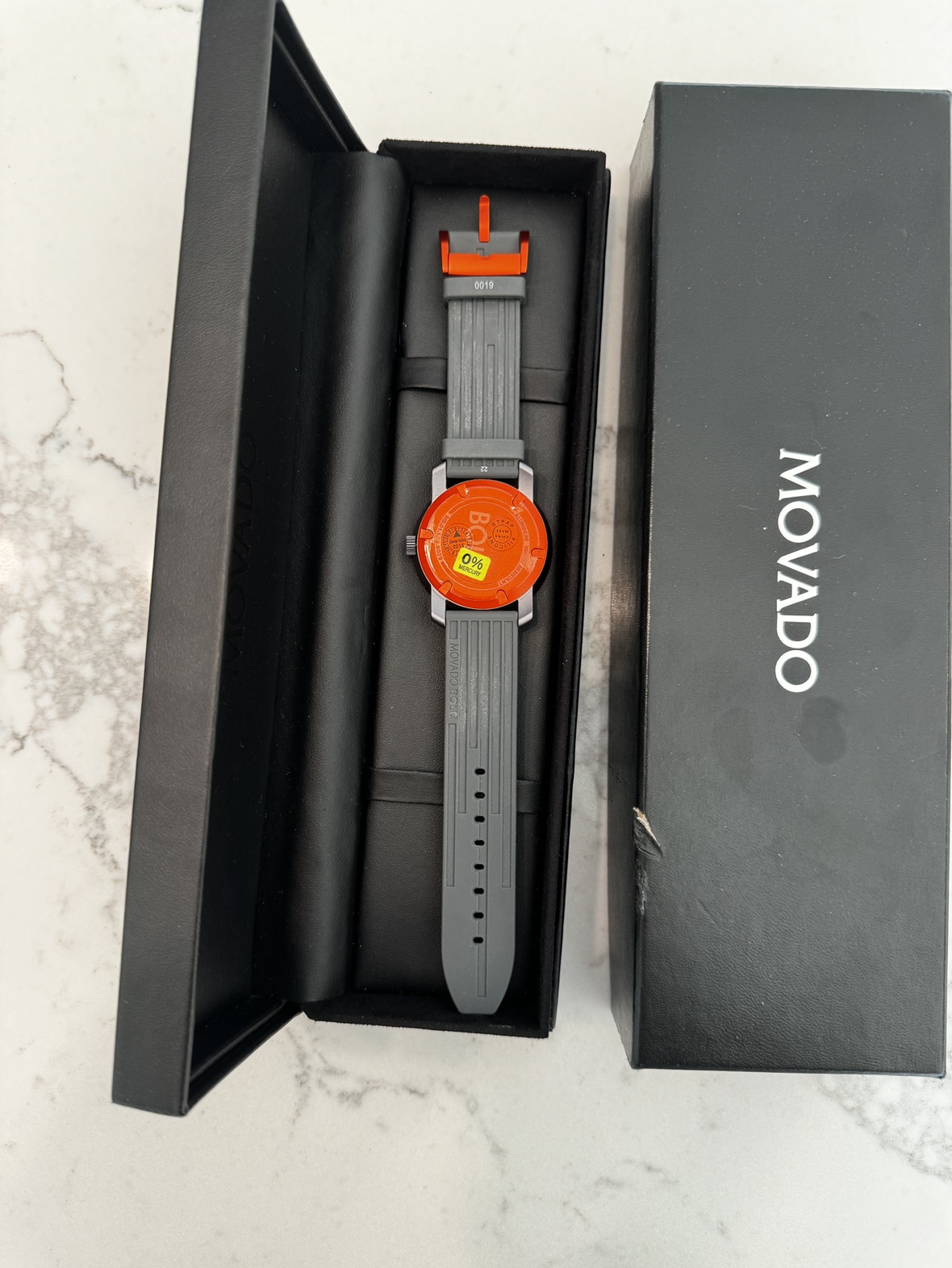 Movado Bold Gray Orange Concentric Dial Men’s Watch - photo 4