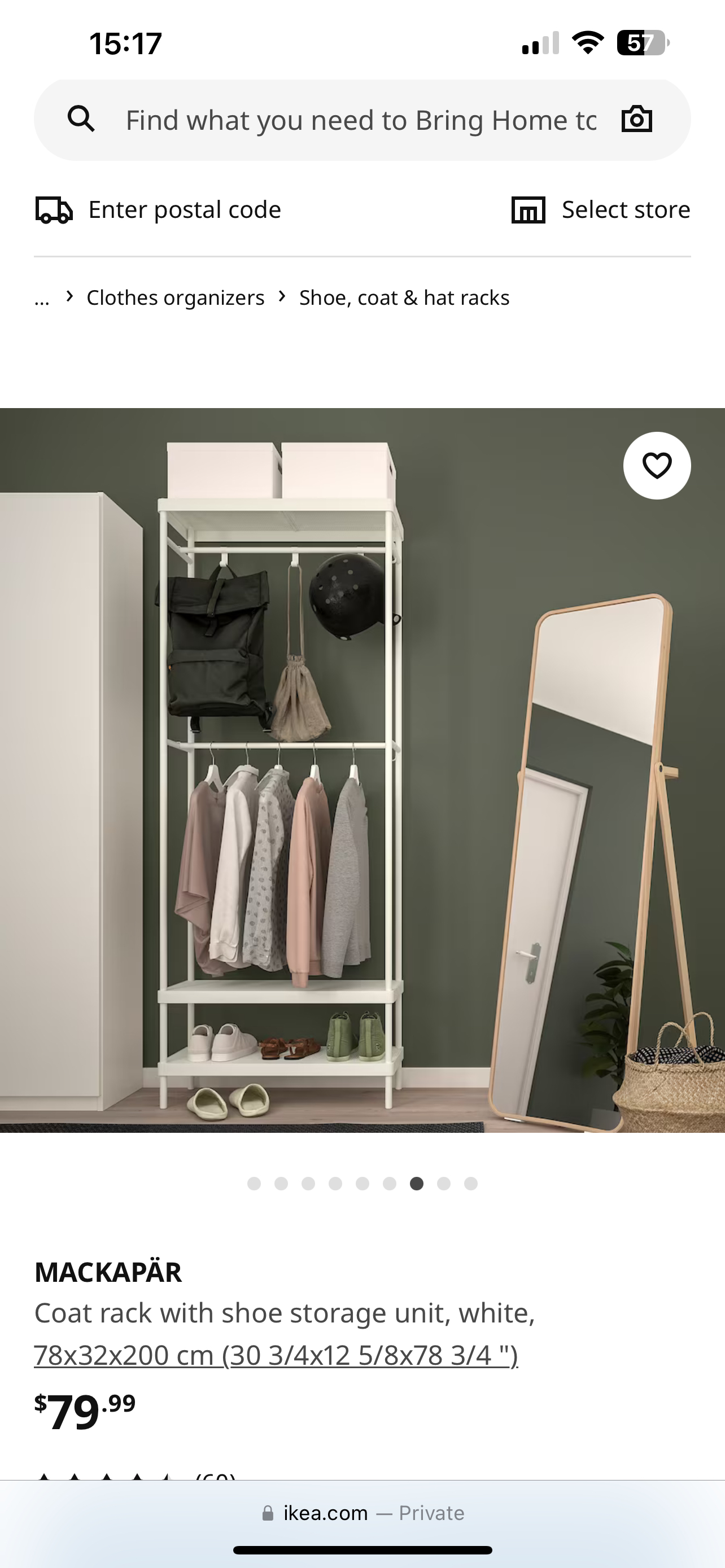 Ikea White Metal Coat Rack Storage Unit thumbnail