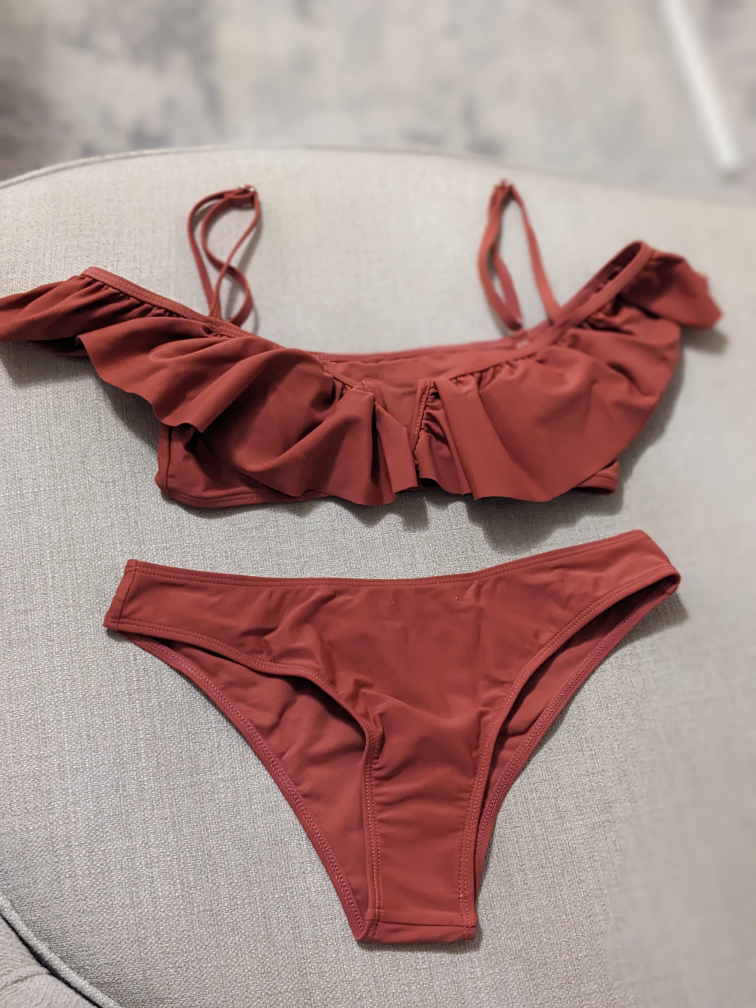 Ruffle Off-the-Shoulder Swim Suit Size S