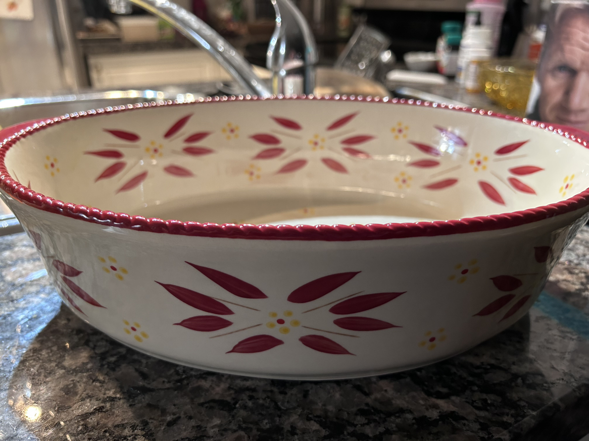 TEMP tations ceramic baking dish with woven straw trivet basket