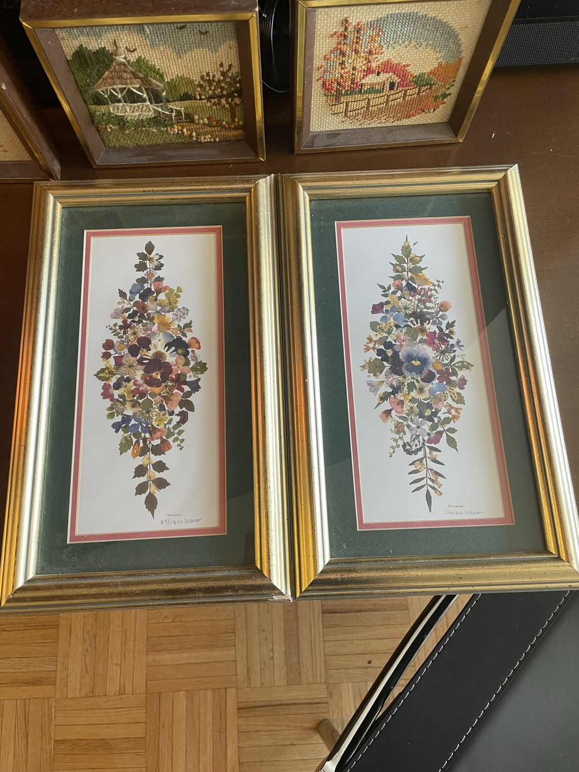 Vintage pressed flower framed art