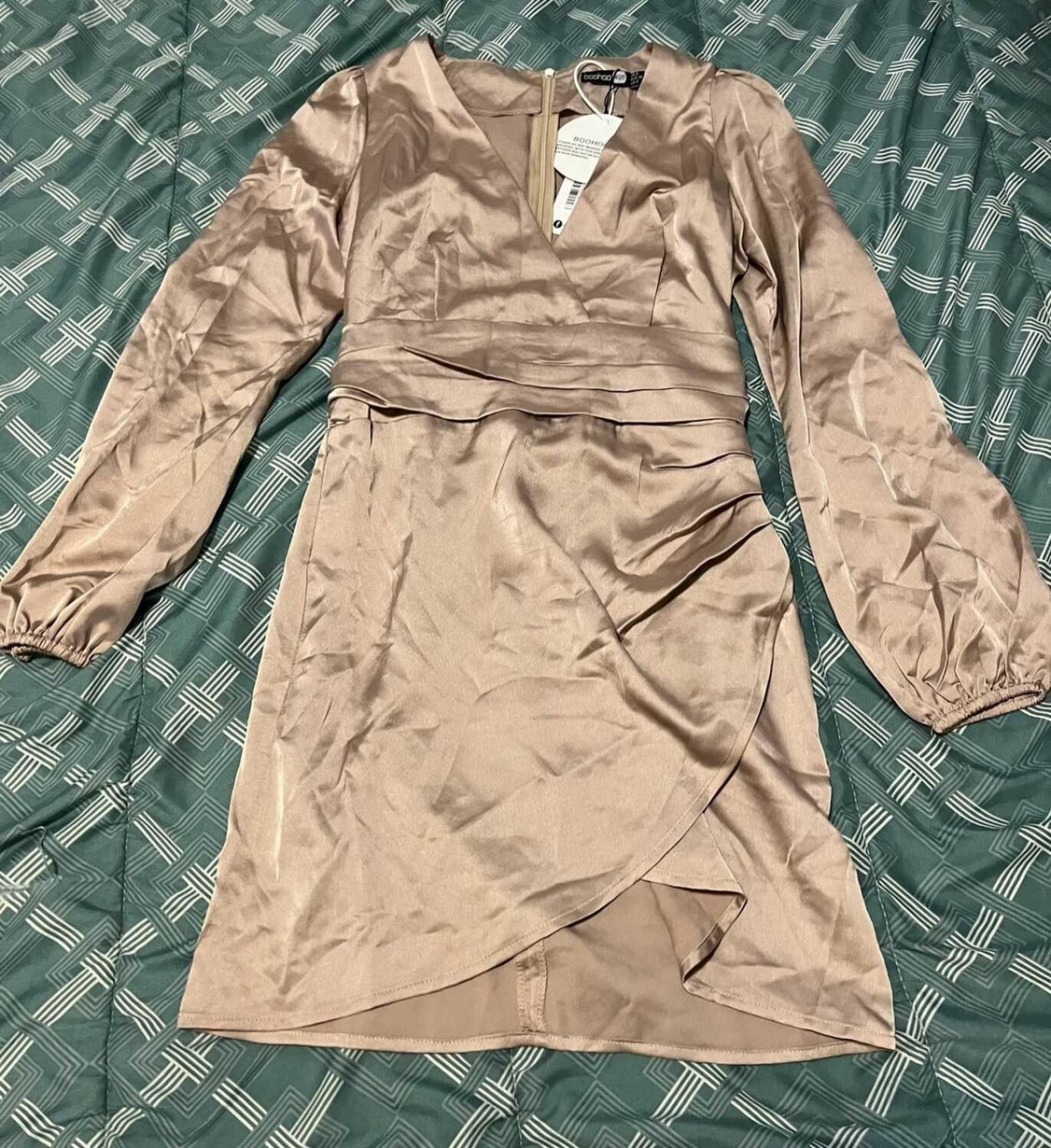 Long Sleeve Satin Mini Dress - photo 3