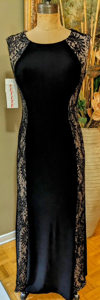 Escape Formal Black Lace Insert Long Evening Gown Size 4P thumbnail