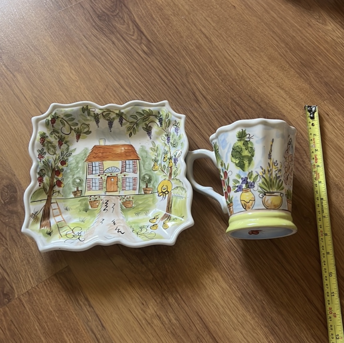 Dario Farrucci hand painted square plate & mug image indicator(9)
