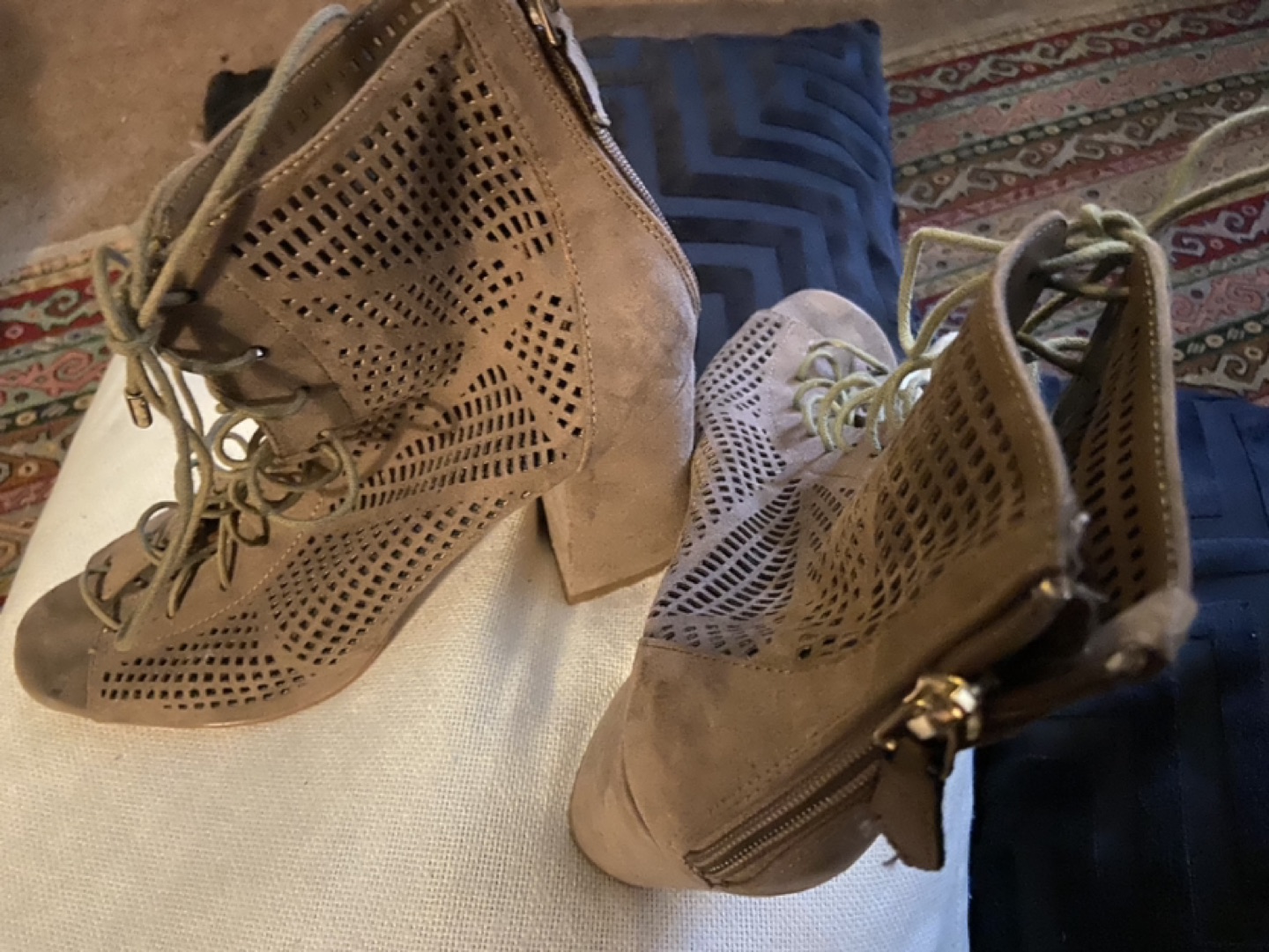 Nude peep toe booties, size 8 - photo 2