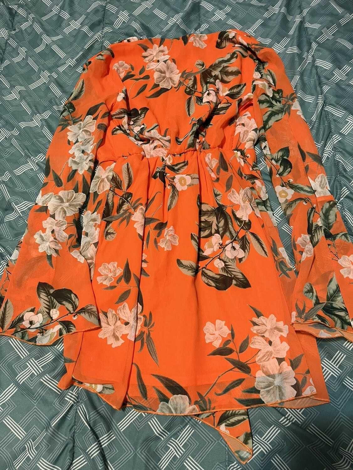 BooHoo Long Sleeve Orange Dress - photo 3