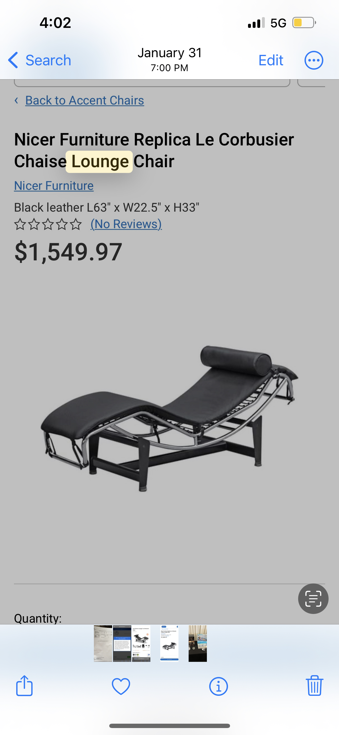 LC4 Le Corbusier lounge chair - photo 5