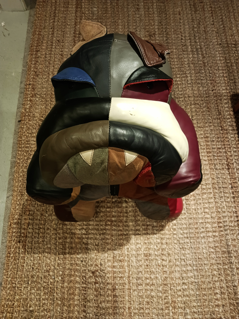 Leather & Suede Bulldog ottoman/footstool