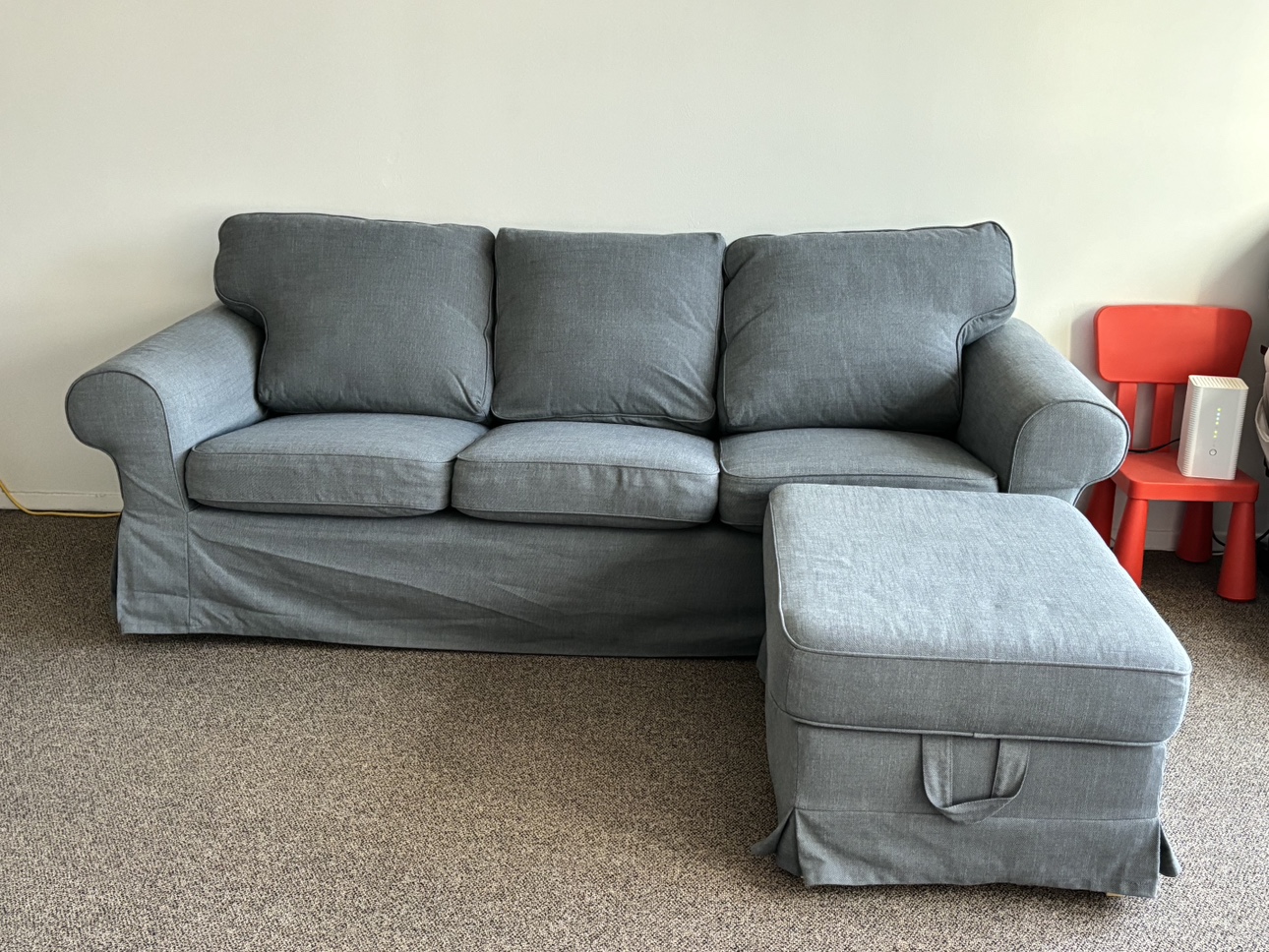 Ektorp 3-seats sofa and footstool with storage