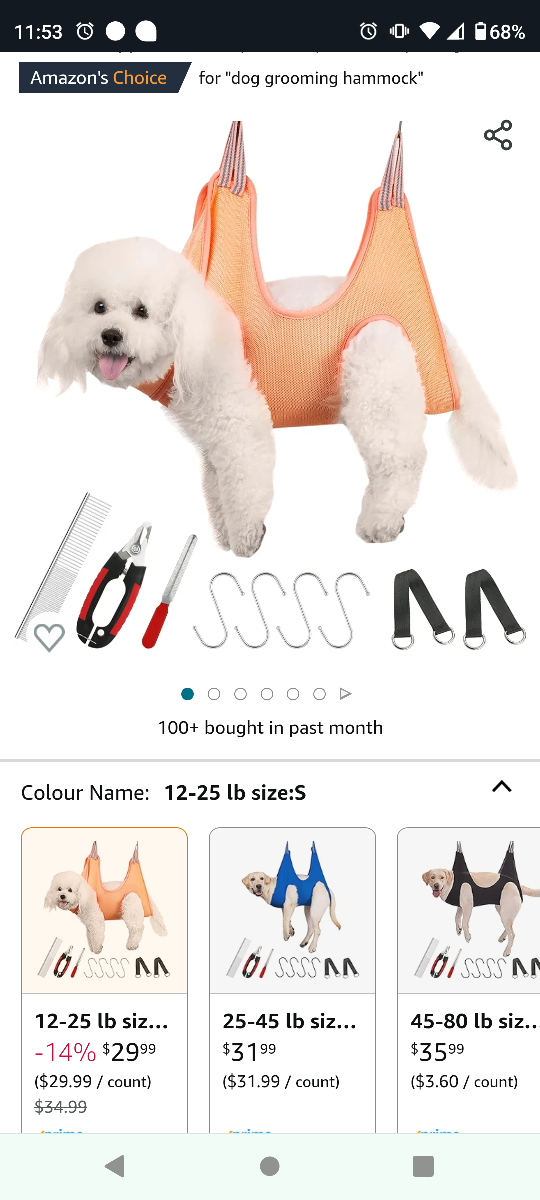 sling for toe nail cutting ctats&dogs