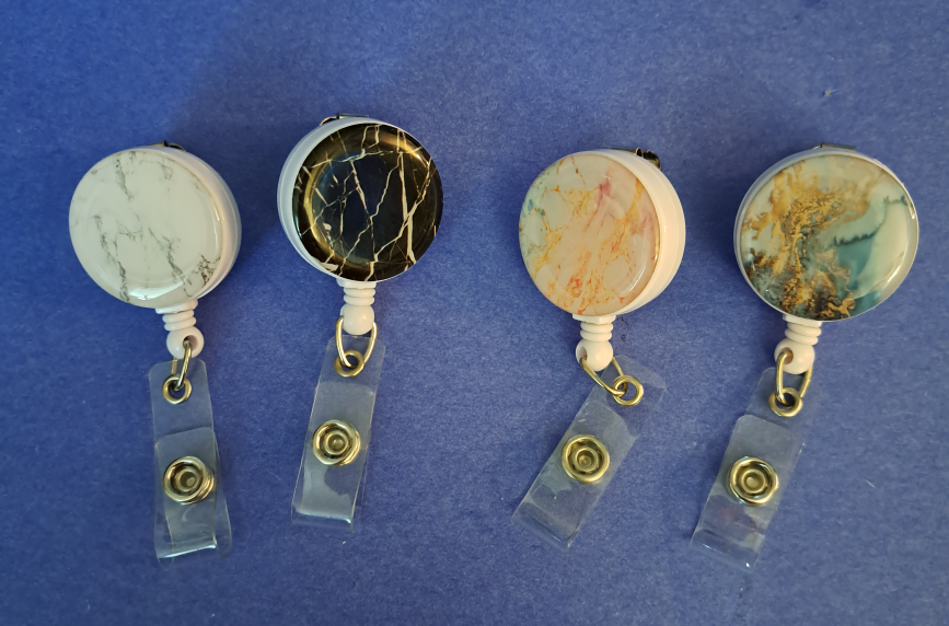 Gift Item 🎁Pack of 4 Retractable ID Card Holder Marble Design