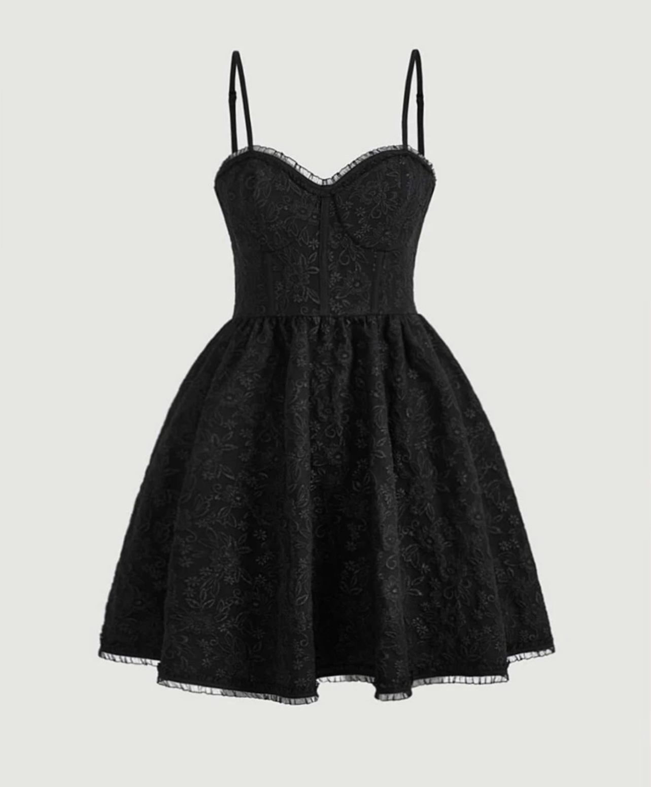 Mesh Trim Floral Jacquard Cami Dress Without Corset
