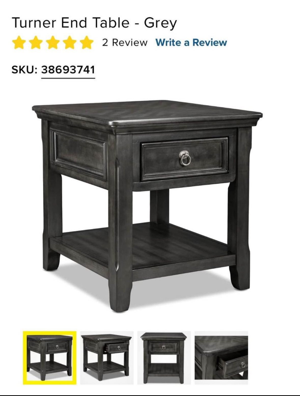 Leon’s Turner End Table - Grey - photo 2