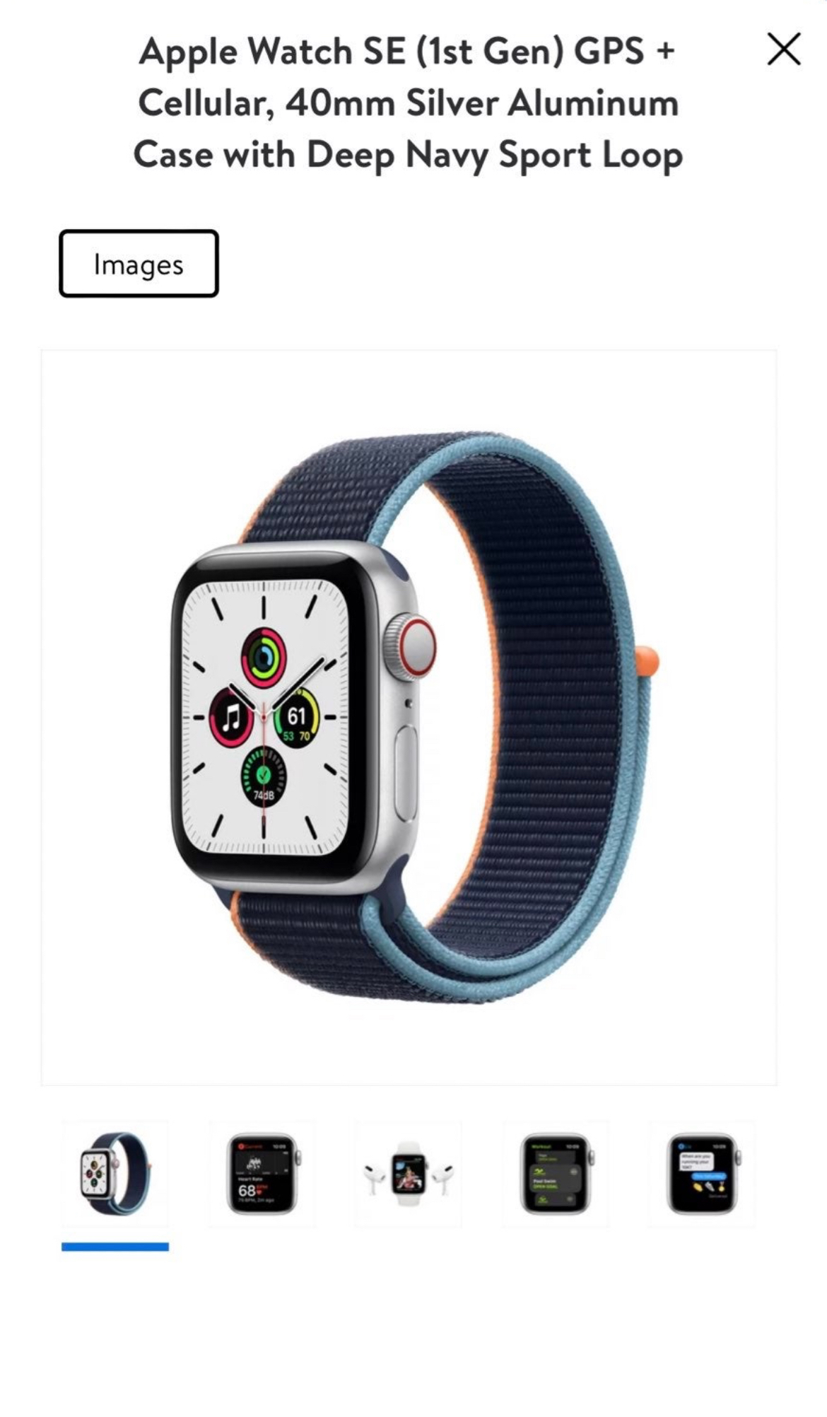 Apple Watch SE WITH Deep Navy Sport Loop