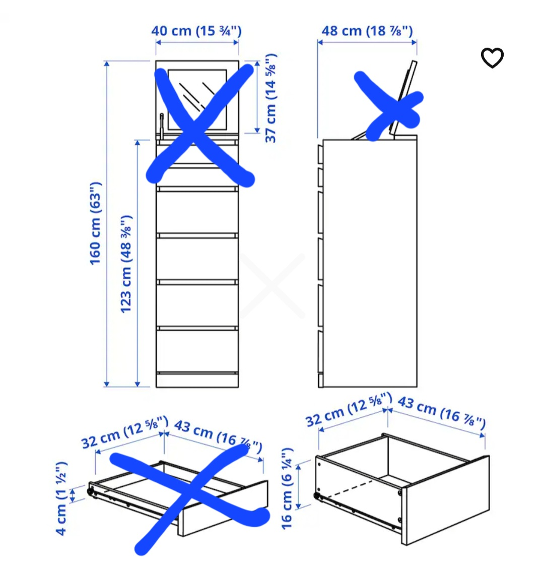 3 Ikea 6 Drawer Malm Dressers - photo 2