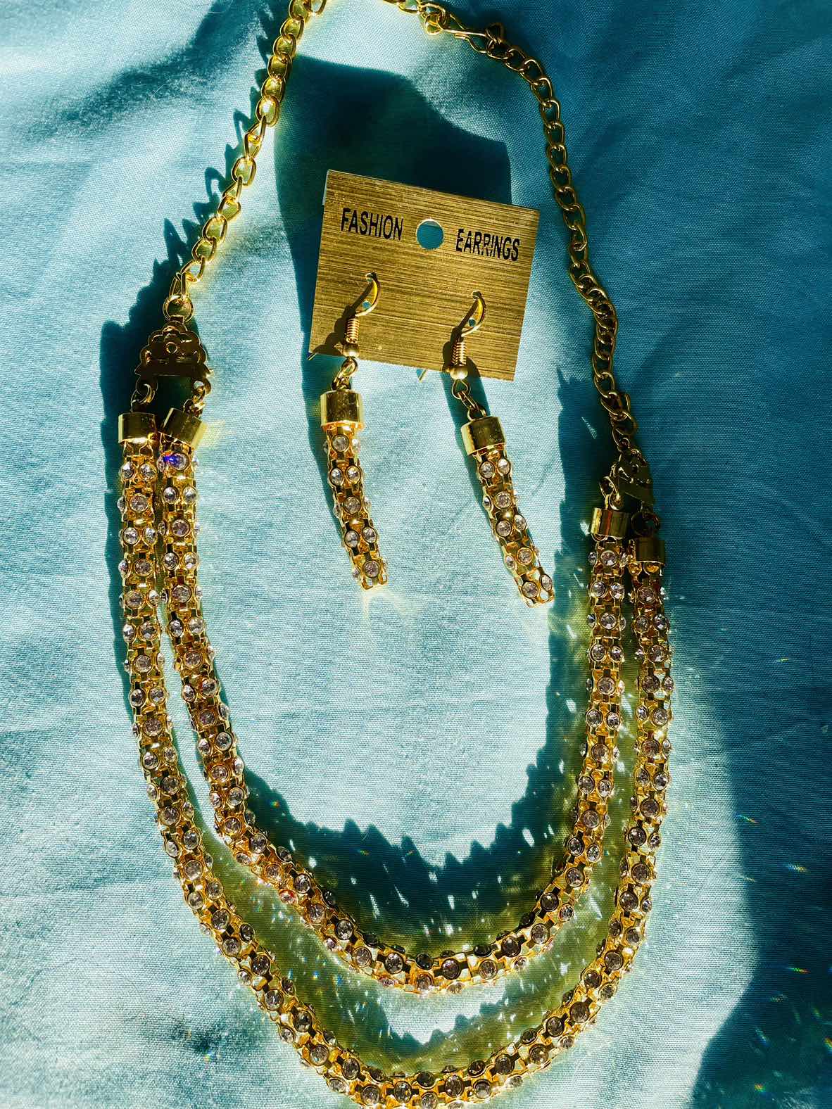Gorgeous gold plated necklace & earrings set - photo 3