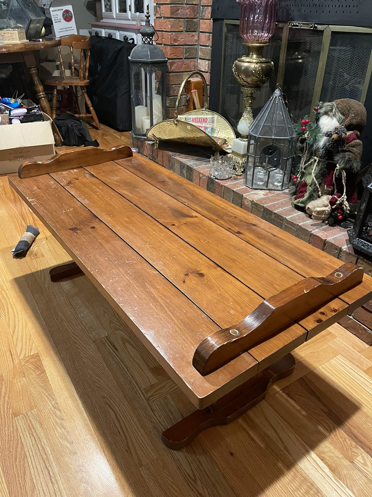 Vintage solid wood matching coffee table and side table