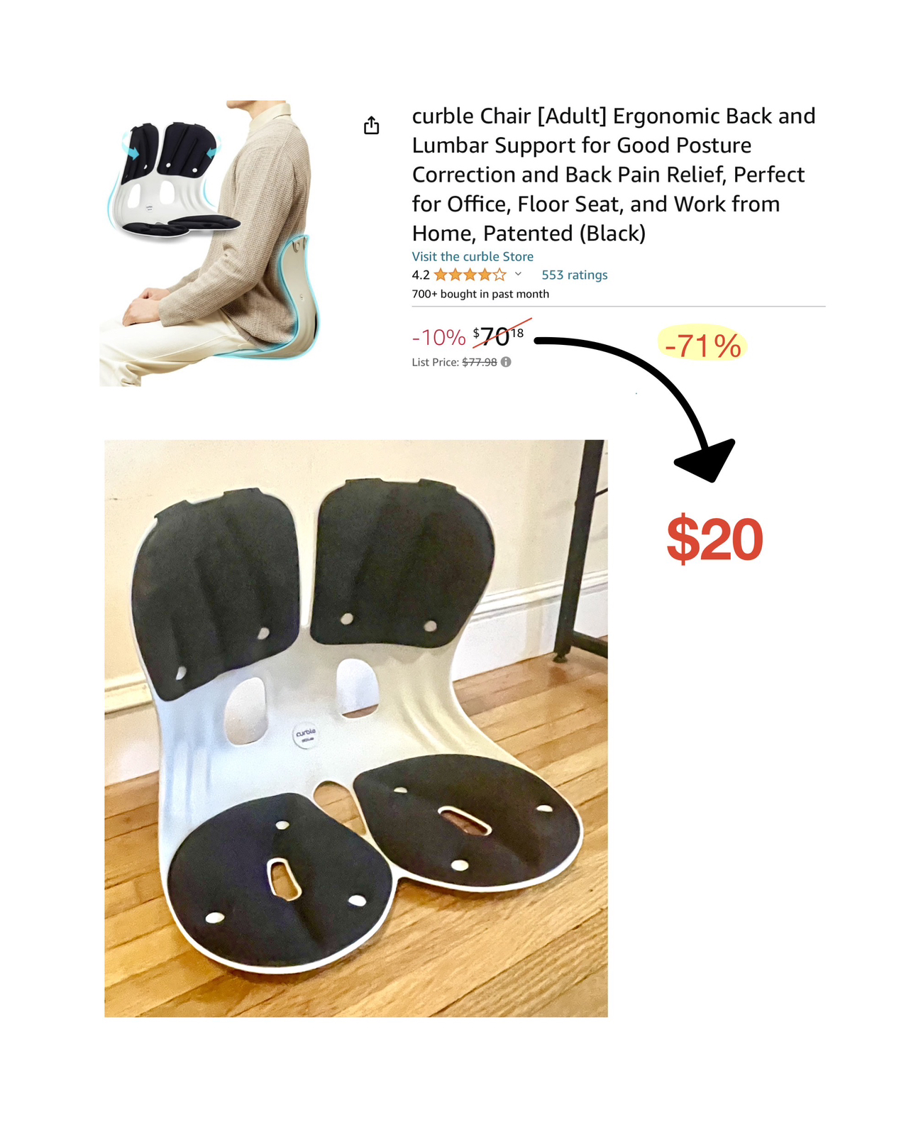 Portable Ergonomic Chair (Posture correction, Back pain relief)