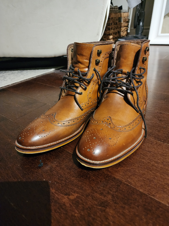 Johnston and Murphy leather boots with cedar shoe tree