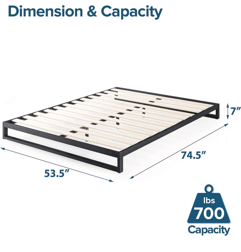 Queen Sized Metal Platforma Bed Frame / Wood Slat Support - photo 3