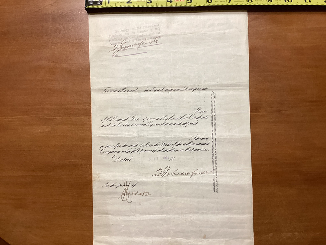 1924 Worthless HATTIE GOLD MINES LTD Common Stock Certificate - photo 4