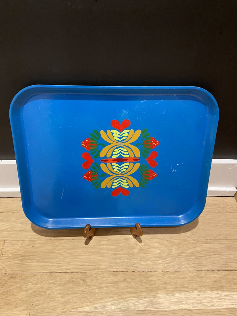 Hand Painted Blue MCM Tray image indicator(3)