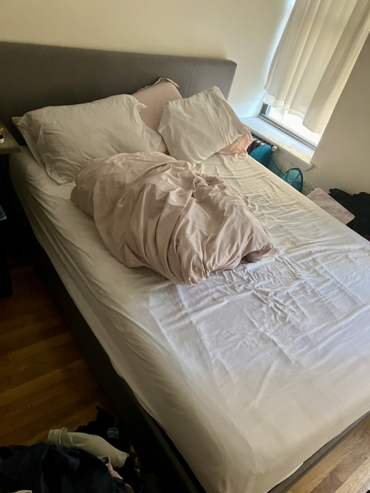 Dark Gray Queen Bedframe and Mattress