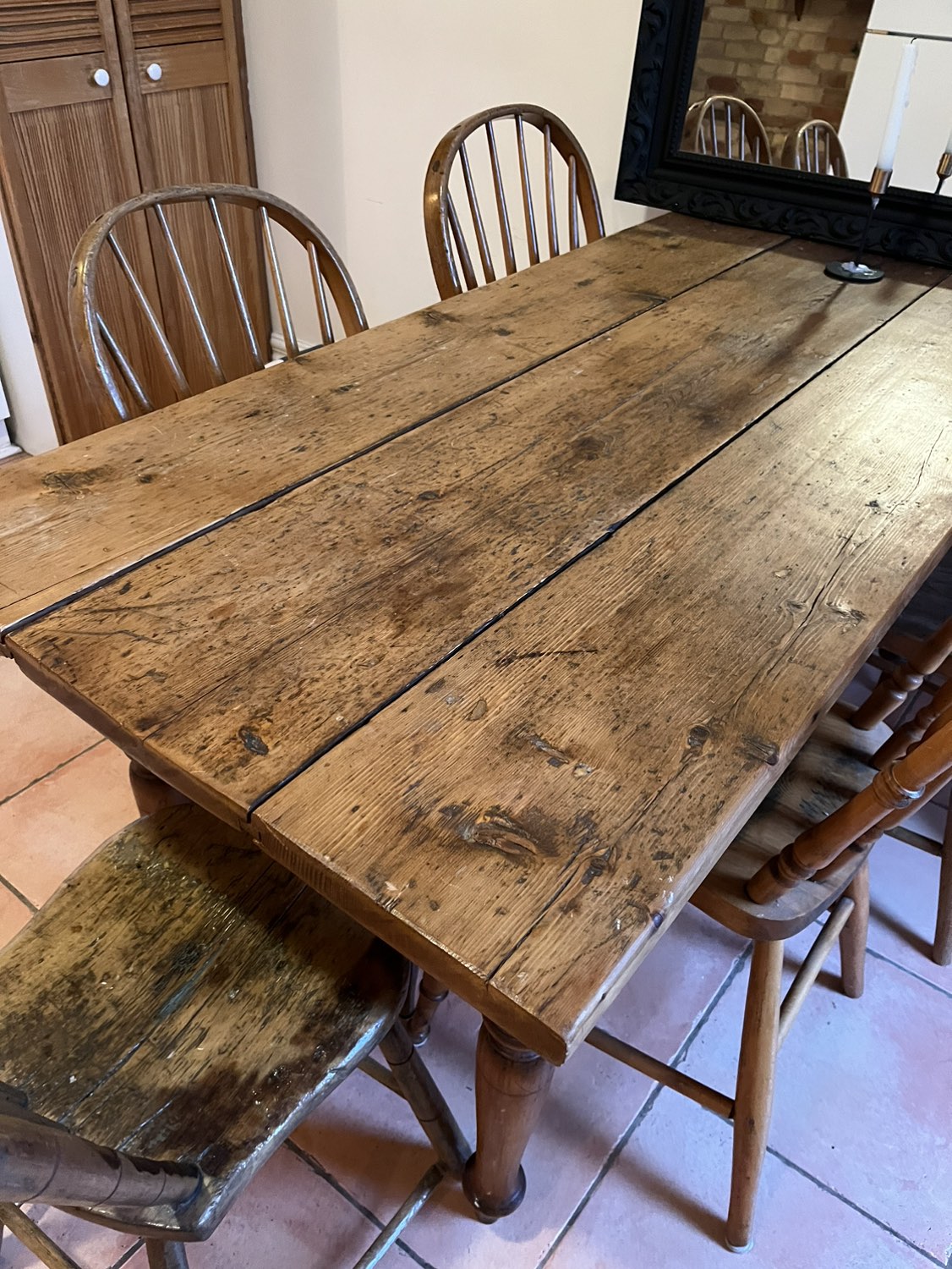 Antique Pine Harvest Kitchen Dinning Table - photo 2