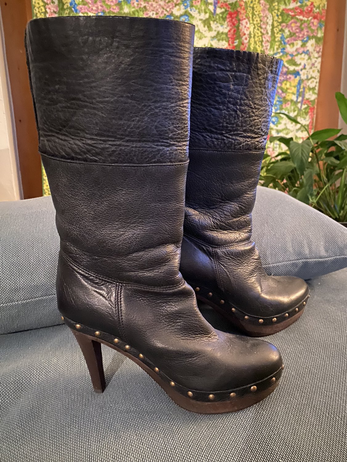 Vintage Platform Leather Boots w Studs image indicator(3)