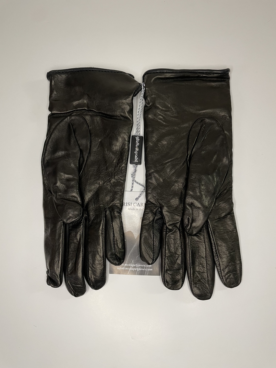 Italian Women’s Black Leather Wool Winter Gloves image indicator(2)