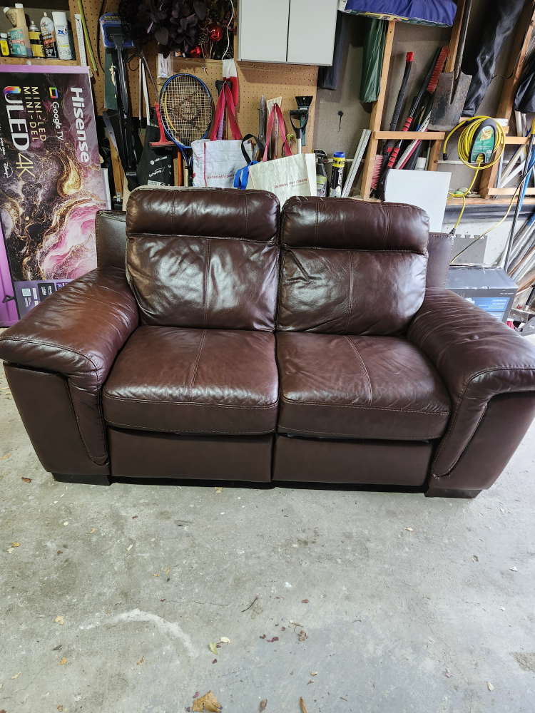 #freecycle Brown Leather recliner Loveseat